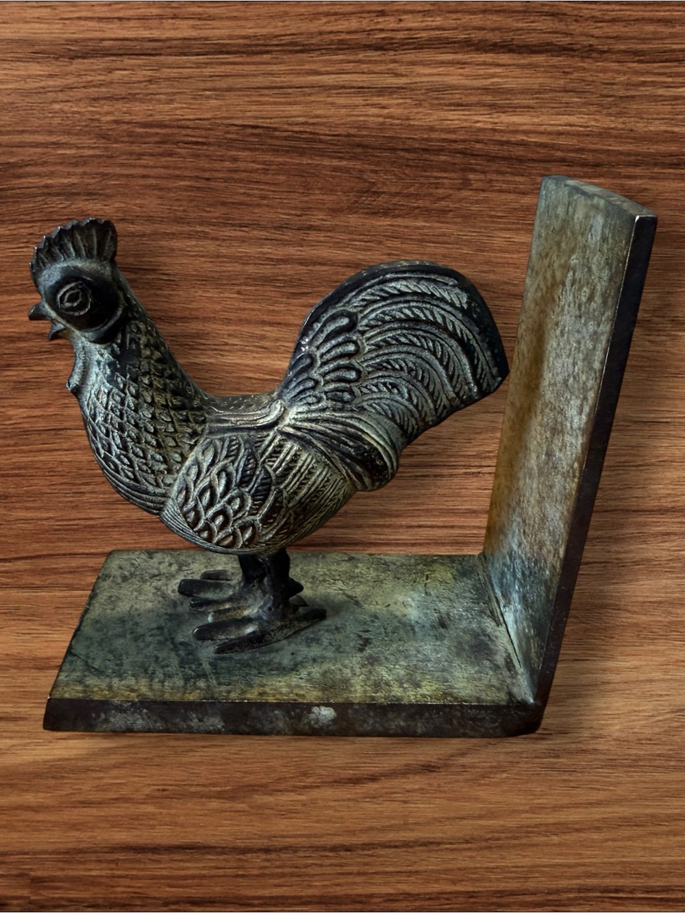 Vintage Cast Iron Chicken Rooster Bronzed Bookends - Picture 3 of 10